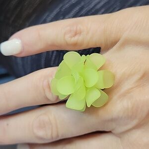 Neon Green Flower Adjustable Ring